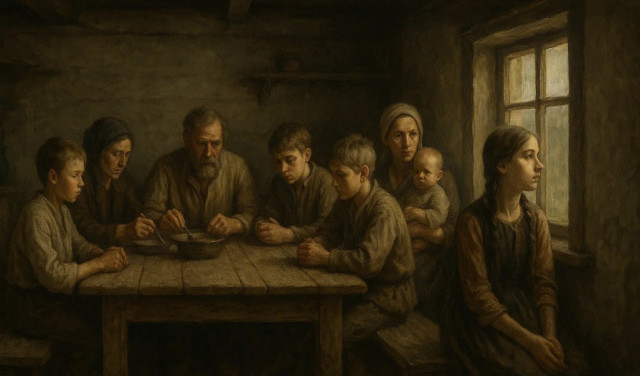 Именно вот примерно так одетые люди в рабстве у барина строили здания с 3м куполом...